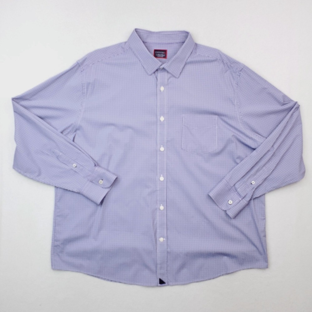 Untuckit Shirt Mens XXXL Blue Micro Shepherd Check Plaid Performance Stretch